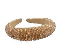 LIXSAZSE Diademas con cuentas de cristal con diamantes de imitación, tocado de estilo barroco, accesorios para el cabello, diademas, tocados para mujeres, Dorado champagne