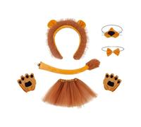 LIXSAZSE Disfraz de león Llamativo con Orejas de león Personalizadas, Pajarita con Ruido, Cola y Palmas, Regalo para Amigos y Familiares, Disfraz, Tocado, aro para el Pelo, , con Vestido de 40 cm