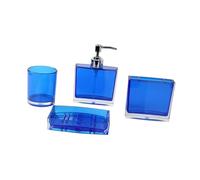 LIXSAZSE Dispensador de loción de 4 piezas, soporte para cepillo dientes para decoración baño, tocador, encimera, color rojo, Azul
