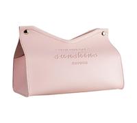 LIXSAZSE Elegante organizador de servilletas de escritorio, estilo nórdico, con botones metal en bronce, fácil extracción, moderna caja pañuelos triangular, gran capacidad almacenamiento, Rosa