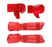 LIXSAZSE Espinilleras con Calzado para Kickboxing,Rojo,Metro
