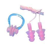 LIXSAZSE Juego de 2 piezas de tapones para los oídos, pinzas para la nariz, natación, surf, buceo, esnórquel, impermeable, silicona, Kit tapones suaves para los oídos, deporte submarino, Rosado