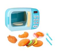 LIXSAZSE Juego de Cocina Interactivo para niños, Juego de Cocina Realista para niñas, microondas, Comida Falsa, de simulación, microondas para niños , Azul , 13 Piezas
