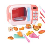 LIXSAZSE Juego de Cocina Interactivo para niños, minicocina de Juguete, microondas, Accesorios para cocinar, Comida Falsa para bebés, Juego simulación, microondas para niños. , Rosa , 31 Piezas