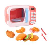 LIXSAZSE Juego de Cocina Interactivo para niños, minicocina de Juguete, microondas, Accesorios para cocinar, Comida Falsa para bebés, Juego simulación, microondas para niños. , Rosa , 13 Piezas