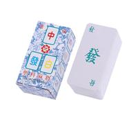 LIXSAZSE Juego de Mahjong de Viaje, minijuego Porcelana Azul y Blanca, Duradero, Resistente a arañazos, para familias, Ocio, diversión, portátil, Tradicional Chino.