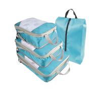 LIXSAZSE Juego de Organizador de Equipaje de 4 Uds. con Varios tamaños para un Embalaje eficiente, Cubos de Embalaje de compresión de Viaje de Tela Oxford, Azul