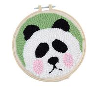 LIXSAZSE Kits de inicio de bordado con punzón, fáciles para principiantes con patrón panda, aguja punzón, kit gancho pestillo, marco bordado, kit costura hilo, aguja inicio