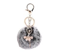 LIXSAZSE Llavero de Piel para un Aspecto Elegante, Anillos Dobles Que no se desprenden y Amplia aplicación, Llavero de Ballet de Felpa, Llavero, Negro