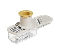 LIXSAZSE Mini cortador de ajo eficiente y práctico con recipiente transparente incorporado de precisión de acero inoxidable. Mini cortador de ajo, beige