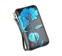 LIXSAZSE Monedero portátil Impermeable para Mujer, Clip para Fotos, Bolsillo para Tarjetas, Carpeta para Pasaporte, Billetera, Notecase, Regalo de cumpleaños con cordón, Azul Tipo 1