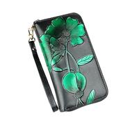 LIXSAZSE Monedero portátil Impermeable para Mujer, Clip para Fotos, Bolsillo para Tarjetas, Carpeta para Pasaporte, Billetera, Notecase, Regalo de cumpleaños con cordón, Verde Tipo 1