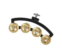 LIXSAZSE Pandereta de caja, adecuada para todas las edades, entusiastas de la música, experiencia en conciertos, instrumento de percusión de pie, piezas de campana de metal, oro, 17x7x2cm