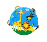 LIXSAZSE Pandereta de mano de filas, instrumento rítmico vibrante, ideal para niños, educación musical temprana y divertido instrumento percusión. Pandereta para niños, Animal, 15cm