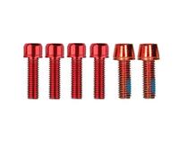 LIXSAZSE Paquete de 6 Tornillos para vástago de Bicicleta montaña, Elevador Manillar Bicicleta, Pernos hexagonales Montaje, Accesorios, Piezas Repuesto, Rojo, M5x4+M6x2
