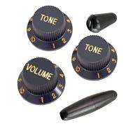 LIXSAZSE Perillas de control para guitarra eléctrica profesional, con un balancín, para control de calidad de sonido y ejecución. Perillas en V para guitarra eléctrica, kits, negro y dorado