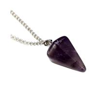 LIXSAZSE Piedra Natural, combinación Universal y ajuste, péndulos de cuarzo de adivinación, collar de péndulo curativo, collar de cadena para hombres y mujeres, púrpura