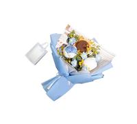 LIXSAZSE Ramo de ganchillo mixto de bendición eterna. Hermoso ramo punto hecho a mano para decoración del hogar bodas. Arreglo floral tejido a mano. Bendición eterna para bodas, Azul, 35 x 27 cm