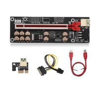 LIXSAZSE Tarjeta adaptadora PCI-E 1X a 16X, Puerto de alimentación de 6 Pines, Extensor convertidor PCI- con Cable USB, Placa Base para Equipo minería, Rojo