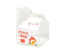LIXSAZSE Taza de cristal con forma de caja de leche Kawaii, crema de cartón de leche cuadrada no tóxica bonita e inodoro 100 ℃ a prueba de arañazos, Durazno, 301-400ml
