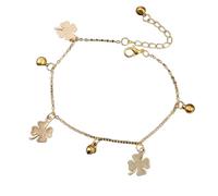 LIXSAZSE Tobilleras con Estilo trébol Oro Plata Universal Estilo Simple Accesorio de Moda Colgantes Colgantes Pulseras de Tobillo para niñas Mujeres, Oro