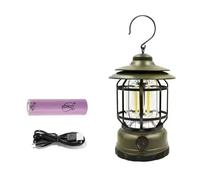 LIXSAZSE Vintage Camping Backpacking Linterna Picnic Tienda portátil Lámpara colgante Luz recargable Accesorio de iluminación, Verde