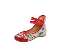 LIXSAZSE Zapatos Bordados Elegantes, Ligeros y apropiados para Todas Las Ocasiones, Bailarinas de Lino para Mujer, Zapatos de tacón nuevos Bordados, Rojo, Treinta y Seis