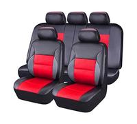 LiYaBaiHuo 9 Piezas Fundas Asientos Coche para Lancia Ypsilon S/Ypsilon Elefantino/Ypsilon Mya/Ypsilon Gold/Ypsilon Monogram, Fundas Asiento Completo Cubreasientos Protectores, E/Black Red