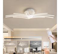 Liyabber Lámpara de Techo LED Regulable con Mando a Distancia, Lámpara de Salón de Aluminio Blanco de 56W, Plafon LED Techo Moderno de 8 llamas con Temporizador para Dormitorio Sala de Estar 118CM