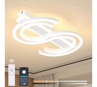 Liyabber Plafon LED Techo LED Regulable Lámpara de Techo para Salón Blanco Dormitorio Luz Mando a Distancia y APP, Moderno 2 "s Anillo de Lampara Techo Plafones con Función de Memoria, L50cm/50W