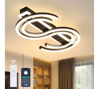 Liyabber Plafon LED Techo LED Regulable Lámpara de Techo para Salón Negro Dormitorio Luz Mando a Distancia y APP, Moderno 2 "s Anillo de Lampara Techo Plafones con Función de Memoria, L50cm/50W