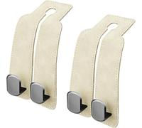 LIYANDAFA 2 Pcs Gancho Reposacabezas Coche Cuero Ante para Mazda Atenza 2014-2025 Soporte Bolsa Organizador Asiento Trasero Colgador Interior Accesorios,Beige
