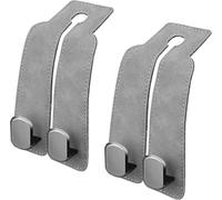 LIYANDAFA 2 Pcs Gancho Reposacabezas Coche Cuero Ante para Nissan Juke 2010-2025 Soporte Bolsa Organizador Asiento Trasero Colgador Interior Accesorios,Grey
