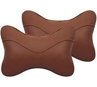 LIYANDAFA 2 Piezas Cojín Cervical para Coche Adecuado para Dodge Charger 2006-2025, Cuero Reposacabezas Transpirable Ergonómico Apoyo Cuello Alivio,Coffee