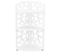 Liyeehao Estante esquinero de 3 niveles, tablero de espuma de PVC, estantes de esquina pequeños, gran área de almacenamiento, estante de almacenamiento para espacios pequeños, baño, dormitorio,