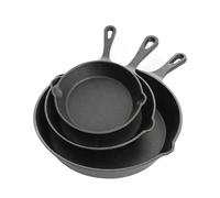 LIYGAOF Sartén de hierro fundido de 3 piezas: 16/20/25 cm, sartén universal para inducción, 360°, conducción del calor para todo tipo de fuegos, apta para lavavajillas