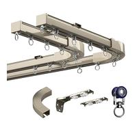 LIYI929GP Tarea Pesada Riel De Cortina Curvo Y Recto, Pista De Techo Doble/Simple De 1-6m, Silenciar Kit De Sistemas De Riel De Cortina Deslizante De Aluminio, con Ángulo De 90°, Soporte Riel Pared