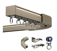 LIYI929GP Tarea Pesada Riel De Cortina Curvo Y Recto, Pista De Techo Doble/Simple De 1-6m, Silenciar Kit De Sistemas De Riel De Cortina Deslizante De Aluminio, con Ángulo De 90°, Soporte Riel Pared