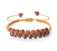 LIYIJIEQIANQIU Pulsera tejida de doble fila de piedra de ojo de tigre de malaquita natural de 4/6 mm, pulseras ajustables para mujeres y hombres, Piedra, Circonita cúbica Ágata Obsidiana