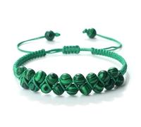 LIYIJIEQIANQIU Pulsera tejida de doble fila de piedra de ojo de tigre de malaquita natural de 4/6 mm, pulseras ajustables para mujeres y hombres, Piedra, Circonita cúbica Ágata Obsidiana