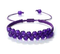LIYIJIEQIANQIU Pulsera tejida de doble fila de piedra de ojo de tigre de malaquita natural de 4/6 mm, pulseras ajustables para mujeres y hombres, Piedra, Circonita cúbica Ágata Obsidiana