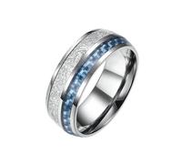 LIYINGFUING 2 anillos de cuero de fibra de carbono con incrustaciones de acero de titanio para hombres y mujeres, 11#, Metal