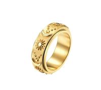 LIYINGFUING 2 anillos de titanio, estrella, luna y sol que se pueden girar y descomprimir., 10#, Metal