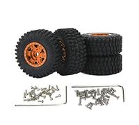 LIYJTK 1/24 Neumáticos de Goma Aleación de Aluminio Textura de desigualdad Profunda Ruedas de amortiguación Fuertes Coche RC (Naranja)