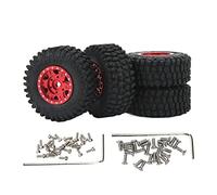 LIYJTK 1/24 Neumáticos de Goma Aleación de Aluminio Textura de desigualdad Profunda Ruedas de amortiguación Fuertes Coche RC (Día)