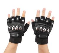 LIYJTK 2 Guantes de Ciclismo Negros Transpirables de Medio Dedo Regulables de Nailon ergonómicos para Montar en Bicicleta, Escalada, Guantes con Dedos para Entrenamiento, Levantamiento