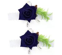 LIYJTK 2 uds. Flor de muñeca de Seda para Dama de Honor, Ramillete Nupcial, Suministro de decoración para Ceremonia de Boda (Azul 132,5x8x2cm/52,17x3,15x0,79 Pulgadas)