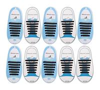 LIYJTK 60pcs silicona cordones perezosos elásticos sin zapatos de zapato para niños que corren zapatillas de deporte en negro