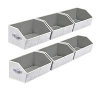LIYJTK 6Pcs Closet Organizers Bins with Handles Fabric Trapezoid Large Shelf Baskets Collapsible Storage Cubes Foldable Clothes Containers Box (Gray)