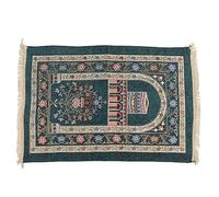 LIYJTK Alfombra de oración musulmana islámica estilo étnico alfombra de oración de moda regalo de Ramadán alfombra de oración para hombres y mujeres (verde oscuro)